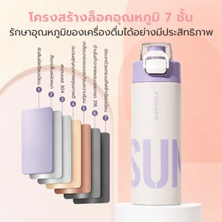 Fuguang กระบอกน้ำเก็บอุณหภูมิ เก็บร้อน 6 ชม. เก็บเย็น 24 ชม. 480ml กระบอกน้ำพกพา Sports Thermal Cup