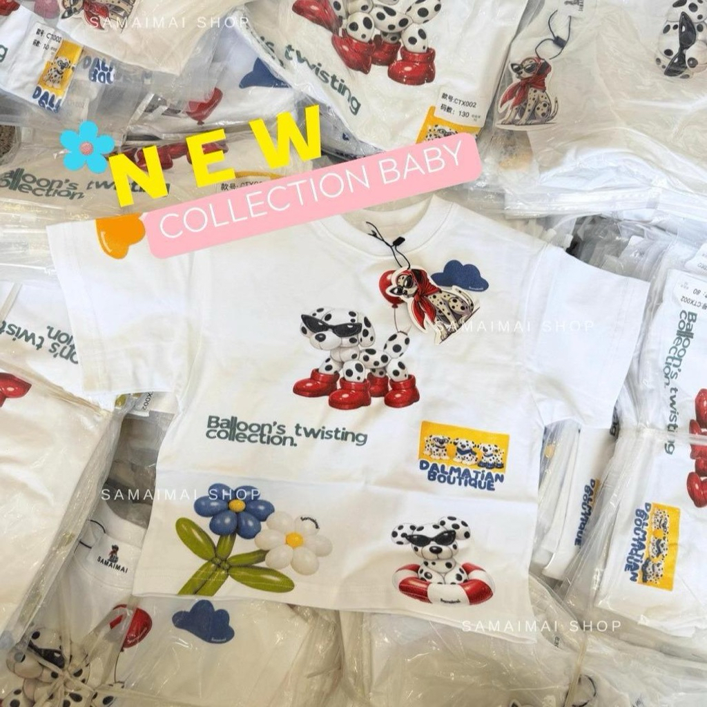 เสื้อเด็ก เสื้อยืดแขนสั้น สกรีนลายน้องหมา ผ้าคอตตอนเกาหลี