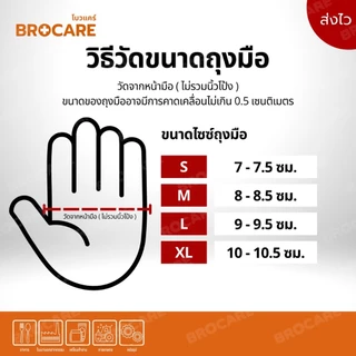 BROCARE ถุงมือไนไตรสีดำ 5 กรัม (กล่อง 50ชิ้น) หนาพิเศษ งานช่าง งานครัว กันน้ำมัน ไม่มีแป้ง พร้อมส่ง