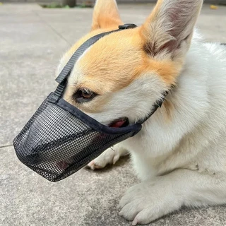 🐶หน้ากากปิดปากสุนัขตาข่ายระบายอากาศ ผ้าไมโครไฟเบอร์สบาย ป้องกันกัด ป้องกันเห่า ป้องกันกินของผิด