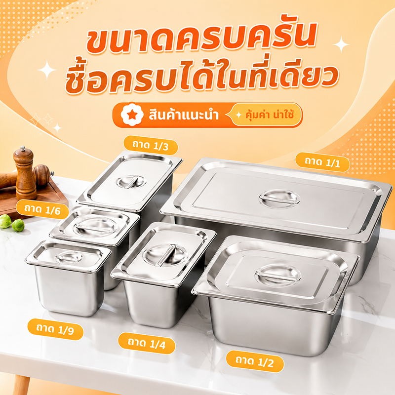 กล่องเก็บอาหาร กล่องใส่อาหาร ถนอมอาหาร สแตนเลส มีฝาปิด ถาดสแตนเลส อ่างอาหาร ถาดหลุมใส่อาหาร สแตนเลส ไม่ขึ้นสนิมปลอดภัย