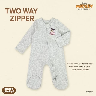 (ส่งด่วน) BabyLovett ชุดนอนเด็กปิดเท้า Mickey Mouse & Friends ซิปคู่ Two-Way Zipper ผ้านุ่มสบาย (0M-2Y)