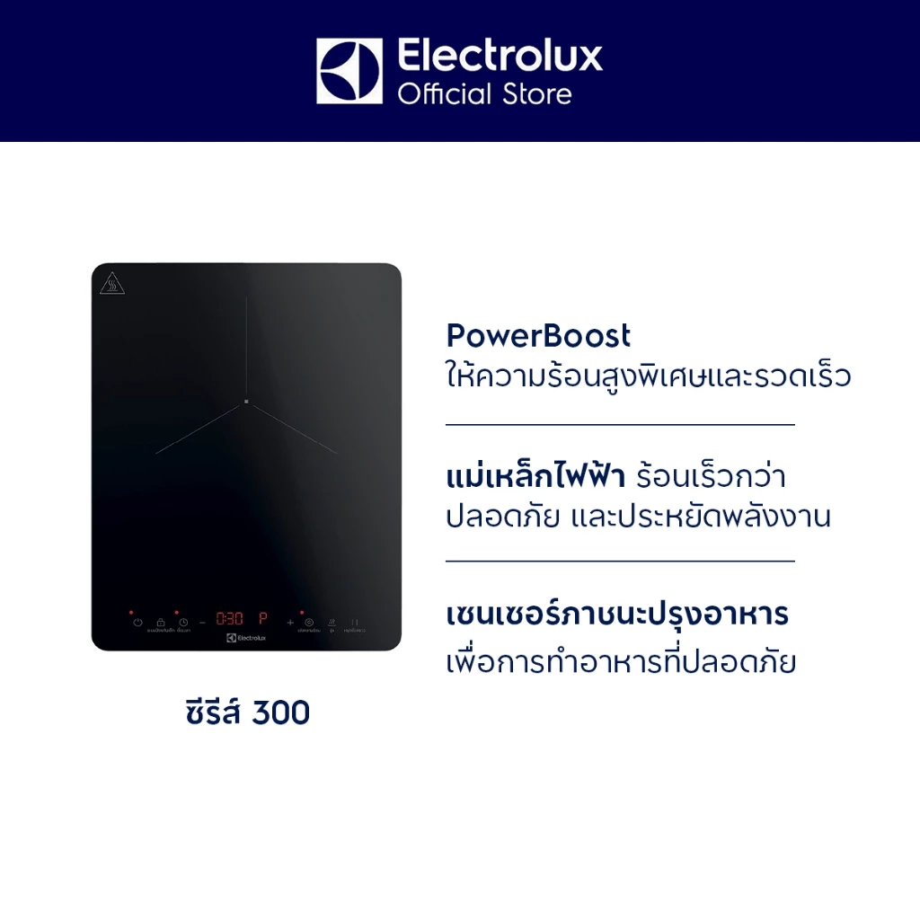 Electrolux เตาแม่เหล็กไฟฟ้า 1 หัว กำลังไฟสูงสุด 2,000 วัตต์ รุ่น ETIS450CGA สีดำเงา