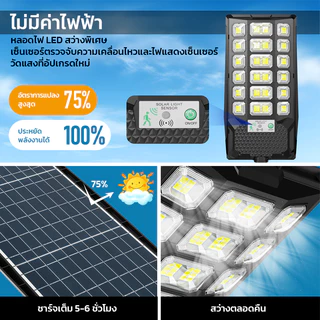 Ofeel ไฟโซล่าเซลล์ 7000,000W ไฟถนนโซล่าเซลล์ IP69 กันน้ำและกันฟ้าผ่ Solar Light LED สว่างขึ้นโดยอัตโนมัตตอนกลางคืน