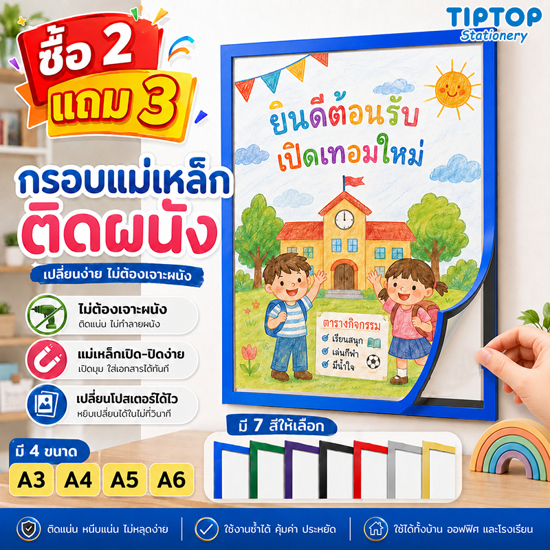 ป้ายติดผนัง กรอบติดผนัง A4 ป้ายพลาสติกติดผนัง กรอบโชว์ป้ายประกาศติดผนัง ขนาด ขอบแม่เหล็ก กรอบ เอกสาร