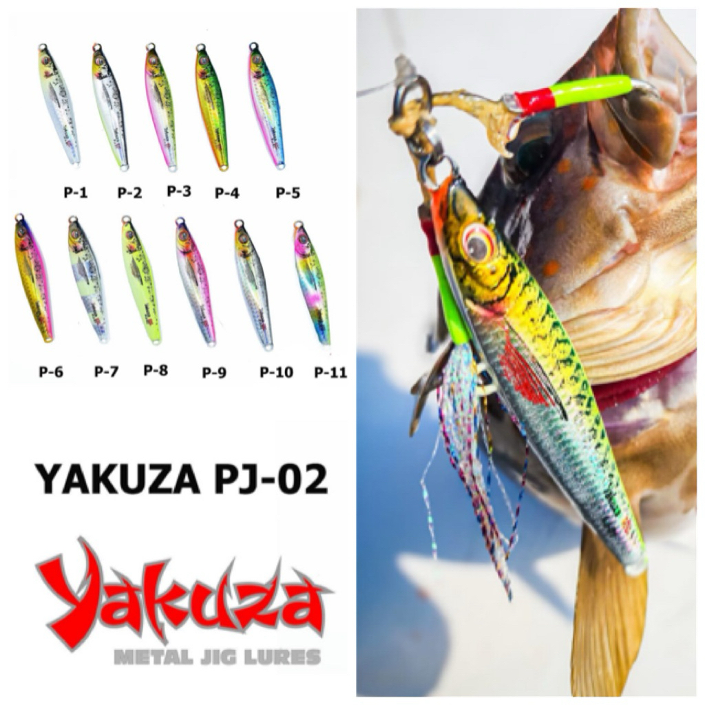 Yakuza PJ-02 Metal Jig เหยื่อจิ๊กตกปลาทะเล 40g/60g/80g เหยื่อปลอมคุณภาพสูงสะท้อนแสง Holographic Shore Jigging Lure