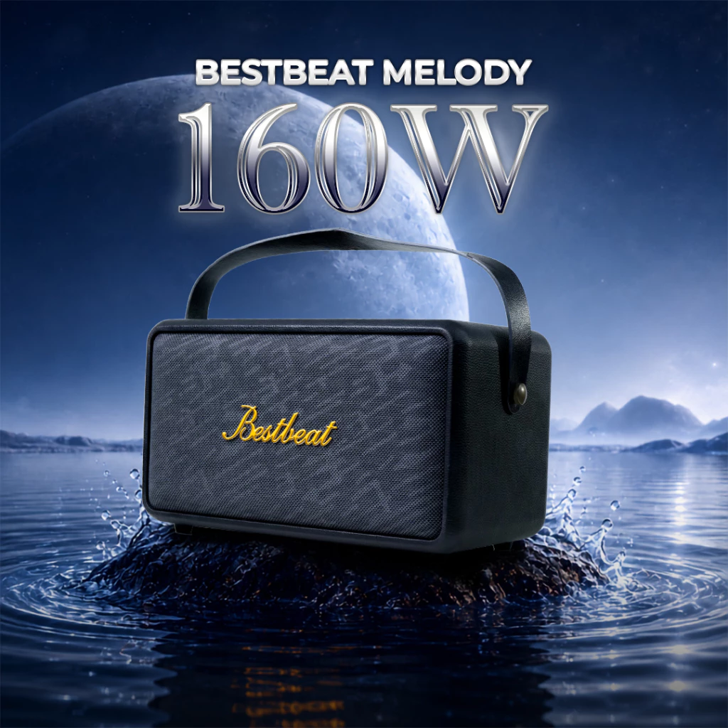 [New][แถมไมค์]Bestbeat-Melodyลำโพงบลูทูธไร้สาย160W แบต16,200mAh ปรับเบสแหลมได้เบสแน่น ประกัน1ปี[ของขวัญ]แถมฟรีไมค์1ตัว