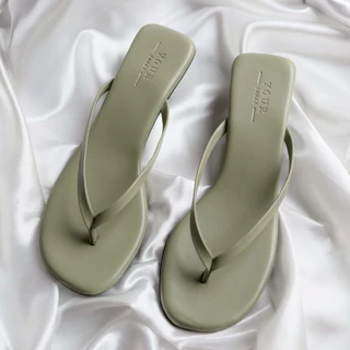 YOURSHOES C3 / รองเท้าส้นสูง 1นิ้ว รองเท้าหูหนีบ รองเท้าหนังนิ่ม
