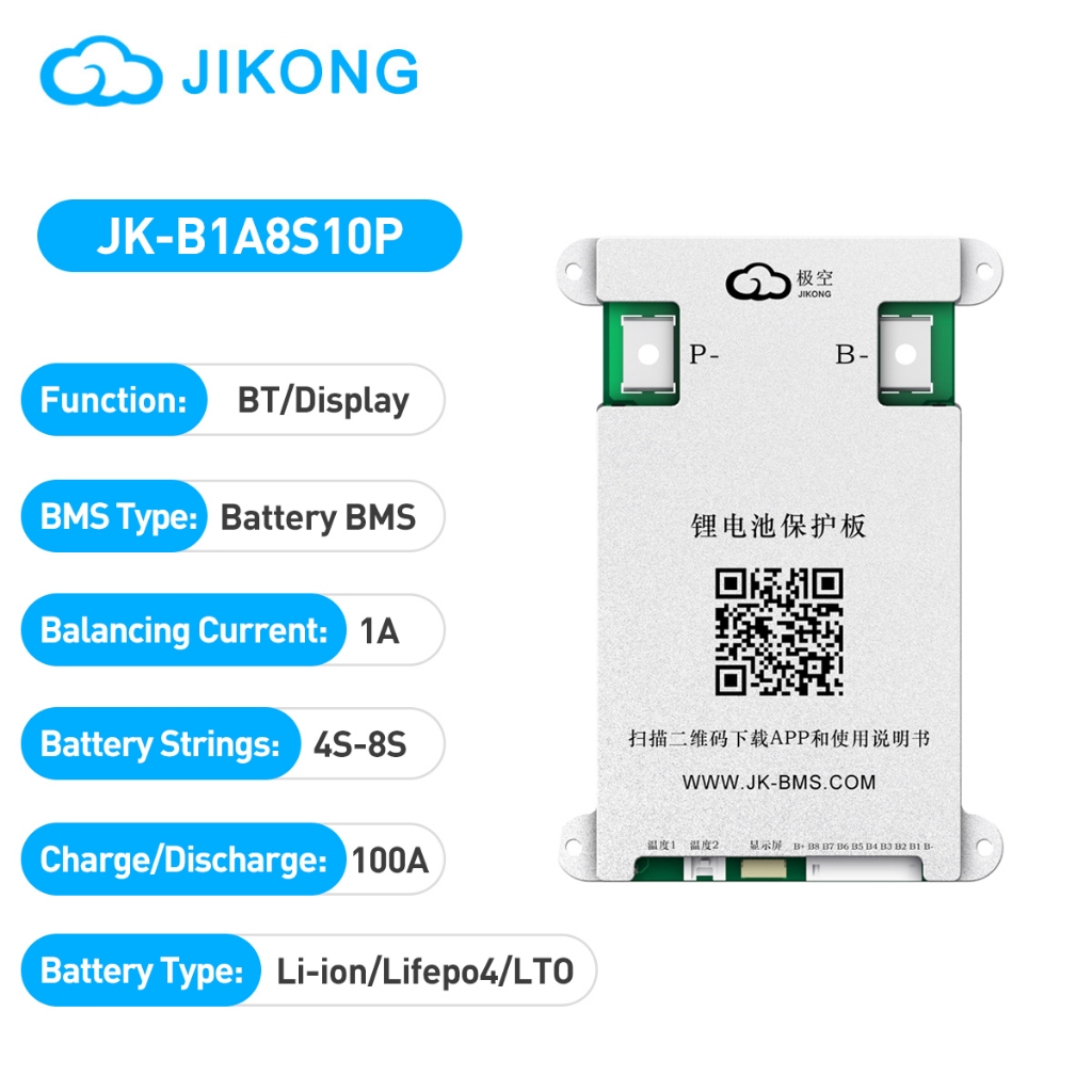 JIKONG JKBMS 4-8S 12-24V 100A Balance บอร์ดป้องกันแบตเตอรี่ลิเธียม NMC Li-ion LiFePO₄ LTO ระบบจัดเก็บพลังงาน