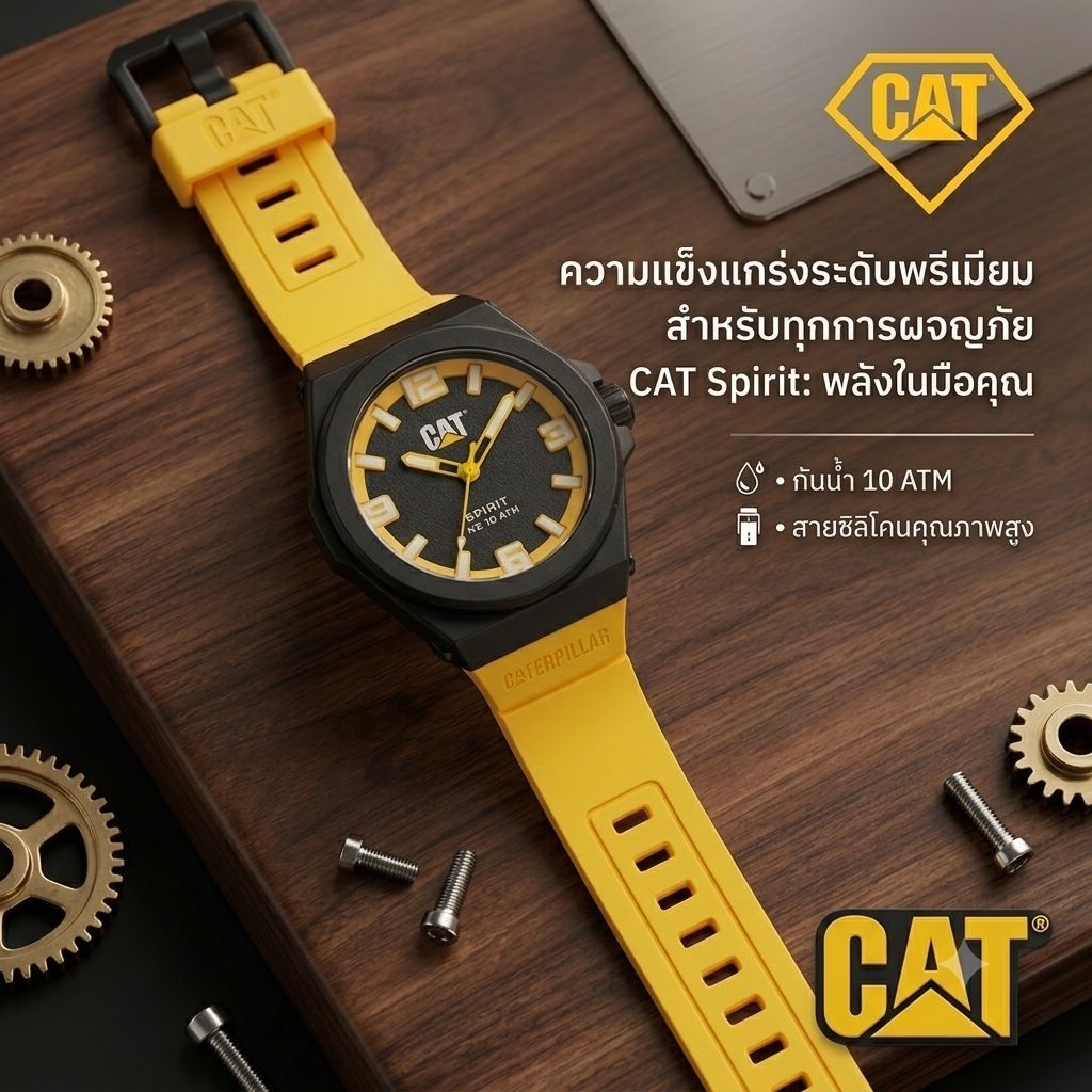 Caterpillar CAT นาฬิกาข้อมือ นาฬิกาผู้ชาย SPIRIT ROV รุ่น LO.111.27.137 สายสีเหลือง