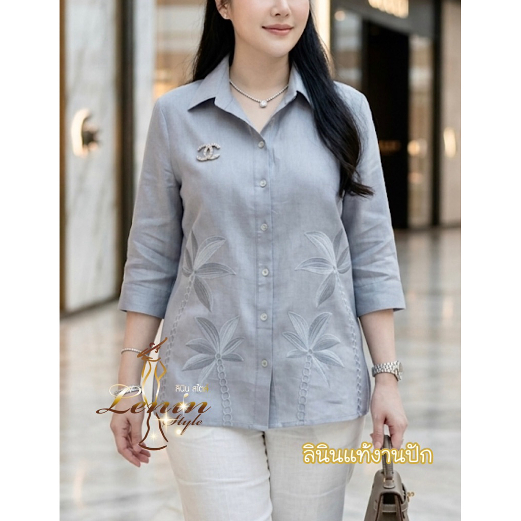 เสื้อเชิ้ตเสื้อ ผู้ใหญ่ ดีไซน์สวยปักดอกไม้