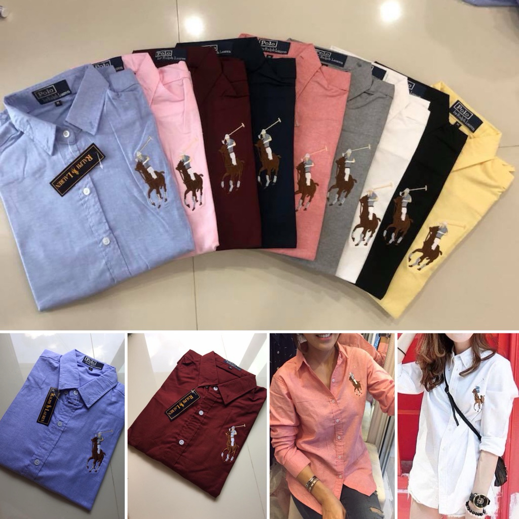 เสื้อเชิ้ตแขนยาว ปักม้าใหญ่สี ผ้าOxford อยู่ทรงระบายอากาศดี จัดส่งรวดเร็ว