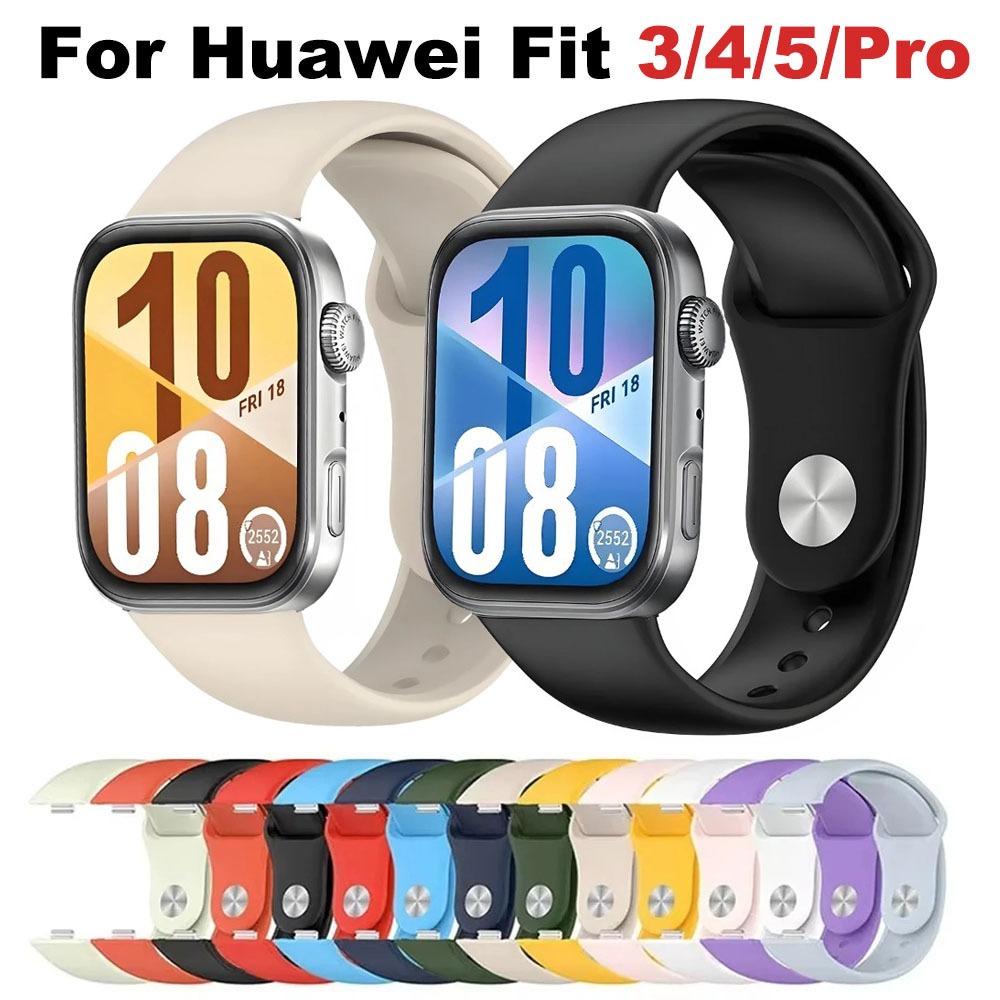 สายรัดซิลิโคนกีฬาสำหรับนาฬิกา Huawei Watch Fit 5 4 3 / 5 Pro / 4 Pro ยางนุ่มเปลี่ยนสายรัดข้อมือสำหรับนาฬิกาอัจฉริยะ