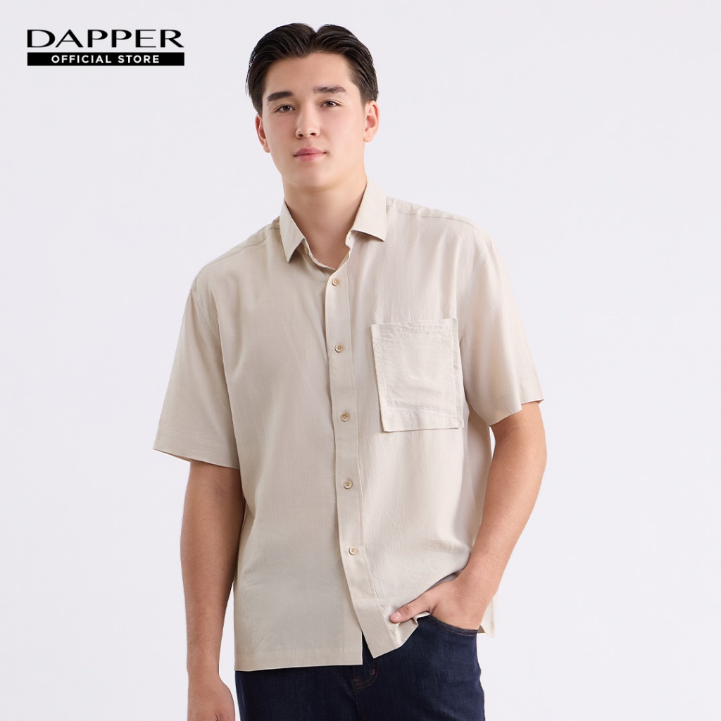 DAPPER เสื้อเชิ้ตแขนสั้น Airy Flowing Shirt สีเบจ (BCS/BE/609LS)
