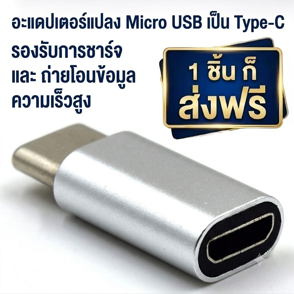 ✅ ส่งฟรี 🇹🇭 ส่งจากไทย อะแดปเตอร์แปลง Micro USB เป็น Type-C รองรับการชาร์จ และ ถ่ายโอนข้อมูล ความเร็วสูง            ( ข )