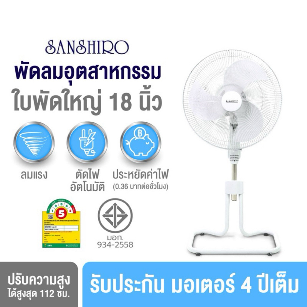SANSHIRO พัดลมอุตสาหกรรม ขนาด 18 นิ้ว