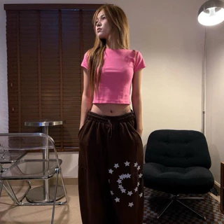 (Zanvistee)เสื้อครอปสีพื้น ผ้ายูนิโคล่ 7 ไซต์ ( Baby tee เสื้อครอป Y2K )