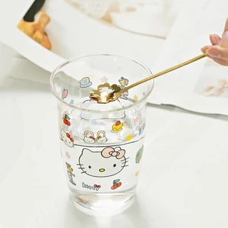 แก้วน้ำ Hello Kitty ลายการ์ตูน ปากกว้าง แก้วสำหรับใส่กาแฟ นมสด เครื่องดื่มร้อน-เย็น ทนความร้อน ดีไซน์เก๋ น่ารัก โฮมคาเฟ่