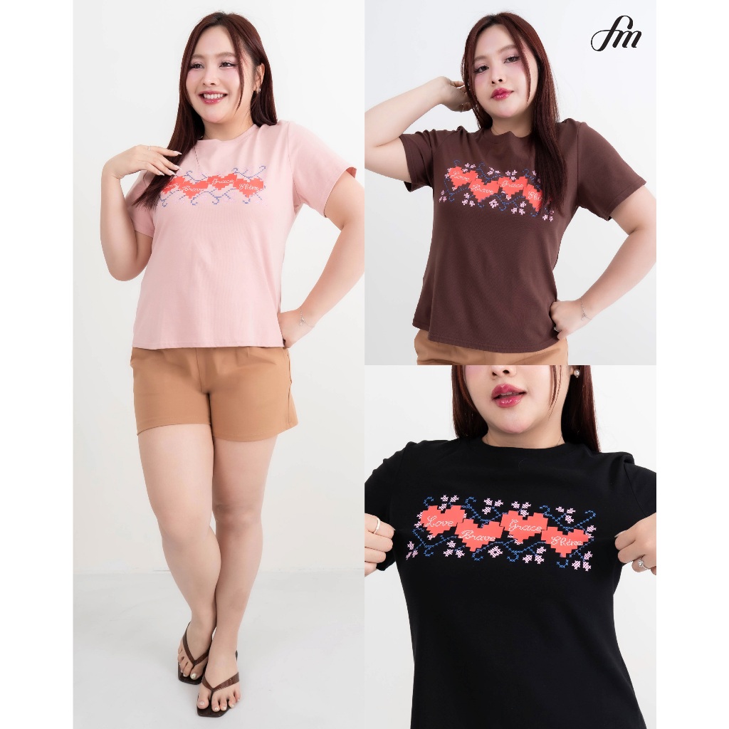 FAMOUS เสื้อยืดสกรีน Love Love Love Love #FMBL-G3T067