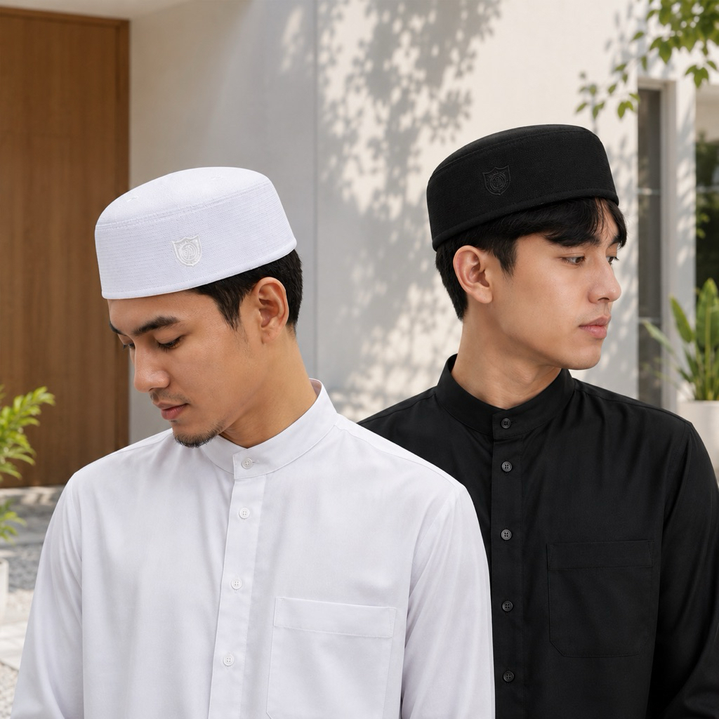 หมวกอิสลาม ขาว-ดำ หมวกมุสลิม กาปีเยาะห์ kopiah หมวกกะปิเยาะ(มีราคาส่ง)