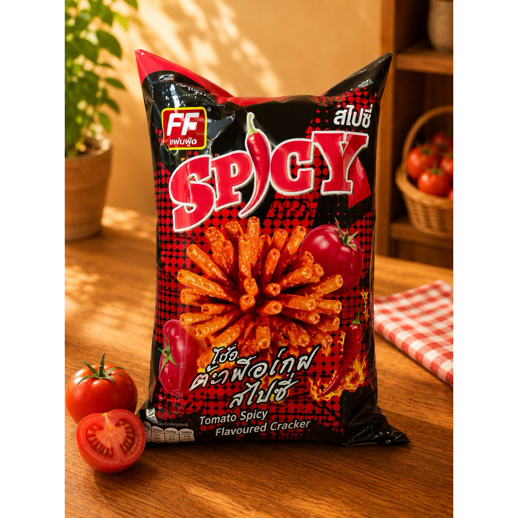 ขนม FF SPICY รสมะเขือเทศสไปซี่ (แพ็กใหญ่) 🌶️🍅