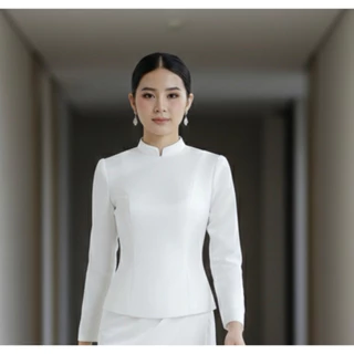 เสื้อไทยบรมพิมานซิปหลัง ไหมสี่เส้น￼อัดผ้ากาวแน่นแน่นทั้งตัว