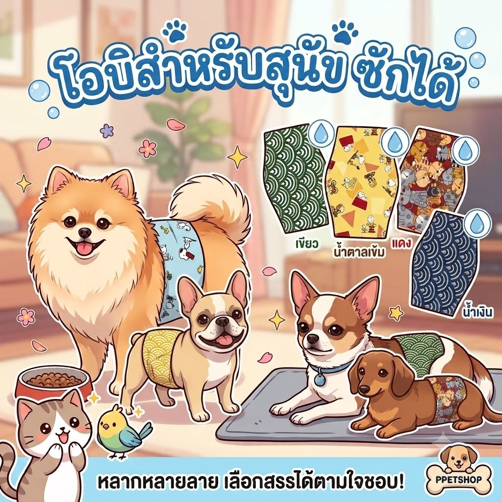 New!คริสมาต โอบิ ผ้าคาดเอวสุนัข โอบิสุนัขตัวผู้ กางเกงอนามัยสุนัข