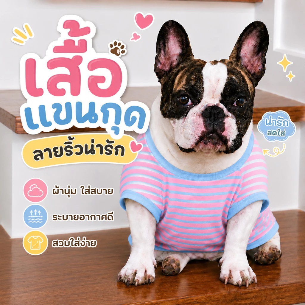 🇹🇭พร้อมส่ง🐘 เสื้อแบบแขนกุด ลายช้าง เสื้อช้าง เสื้อหมา เสื้อแมว แต่งขอบใหญ่ เนื้อผ้าไมโคร ไม่ติดขน