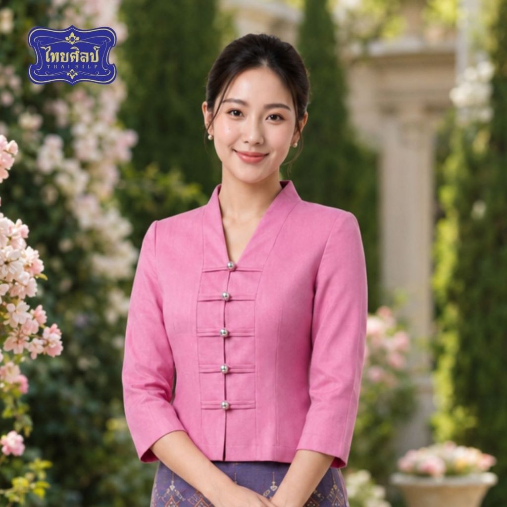เสื้อผ้าฝ้ายพื้นเมือง คอปีน แขนสามส่วน