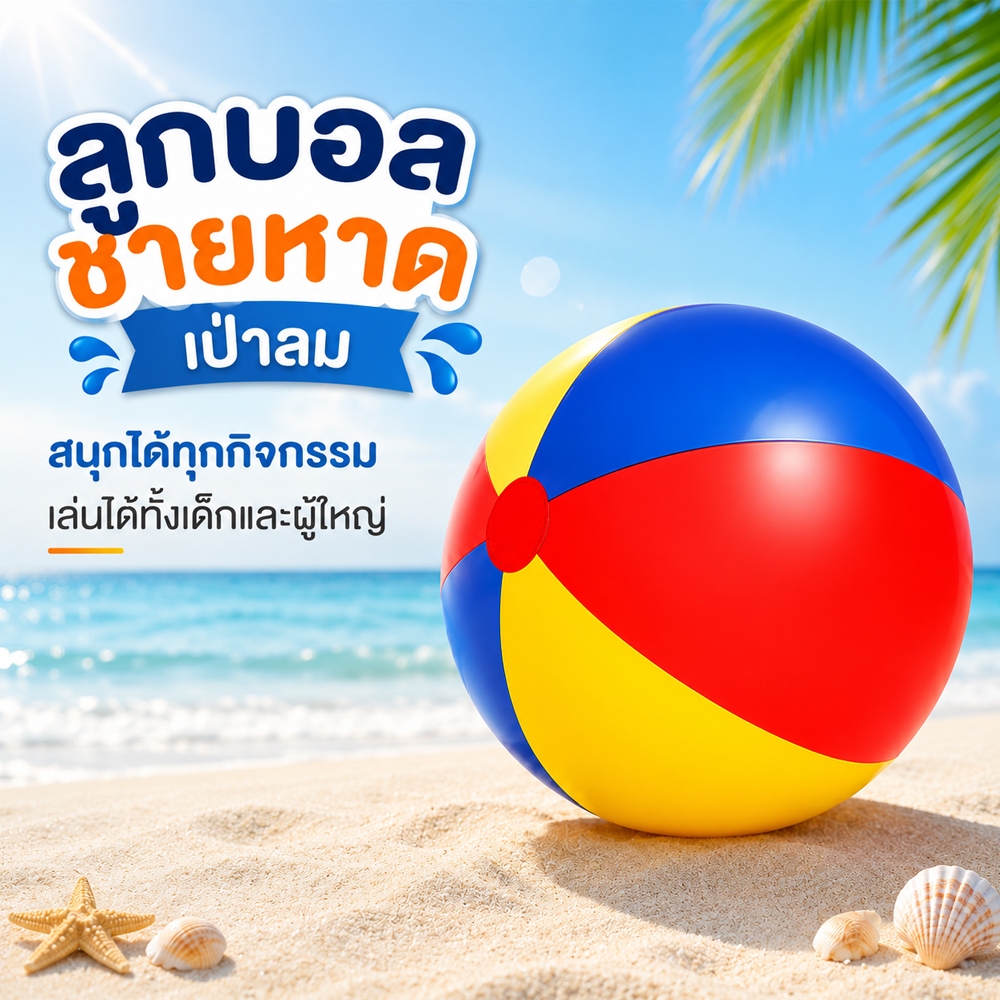 ERORO ลูกบอล PVC สีสันสดใส Beach Ball 90/120/150cm. ลูกบอลชายหาดเป่าลม