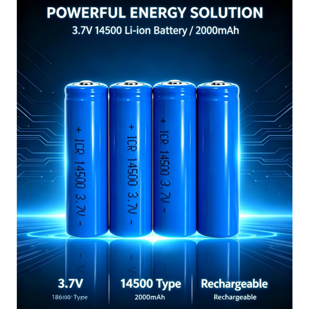 ส่งเร็ว ส่งไว ถ่านชาร์จ หัวนูน 14500 2000Mah 3.7V ถ่านลิเธียมไอออนแบบชาร์จไฟได้ ถ่านใส่พัดลม Battery Lithium li-ion