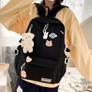 พร้อมจัดส่ง กระเป๋าเป้นักเรียนเกาหลีน่ารัก ดีไซน์เรียบง่าย สีพาสเทล