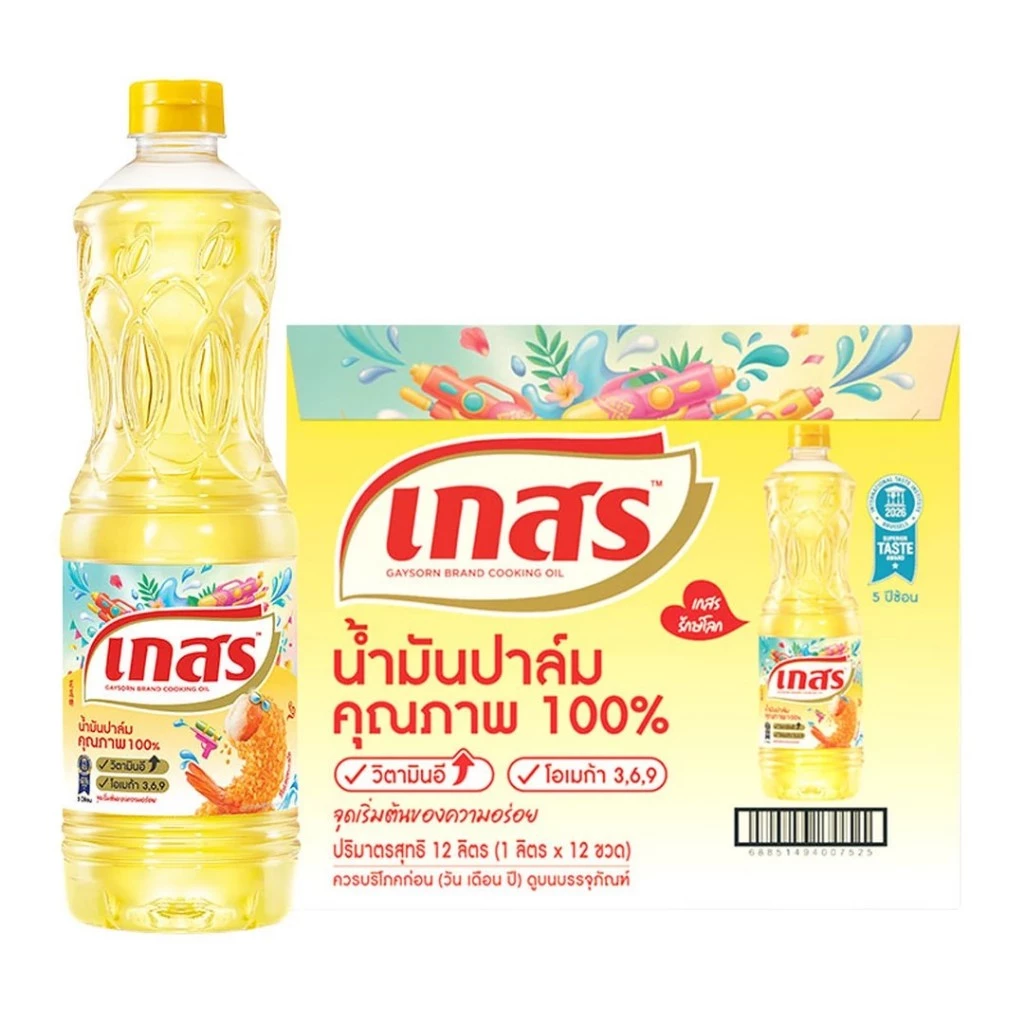 น้ำมันปาล์ม ตราเกสร ยกลัง 12 ขวด ขวดละ 1 ลิตร
