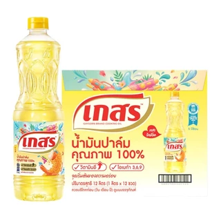 น้ำมันปาล์ม ตราเกสร ยกลัง 12 ขวด ขวดละ 1 ลิตร