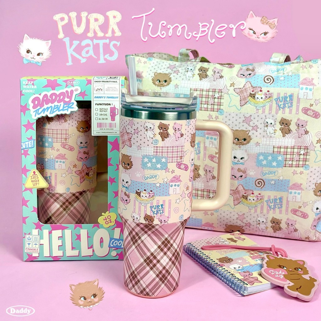 DADDY | 	Purrkats Tumbler แก้วเก็บความเย็น/ความร้อน แบบมีหูจับ พิมพ์ลายสุดน่ารัก