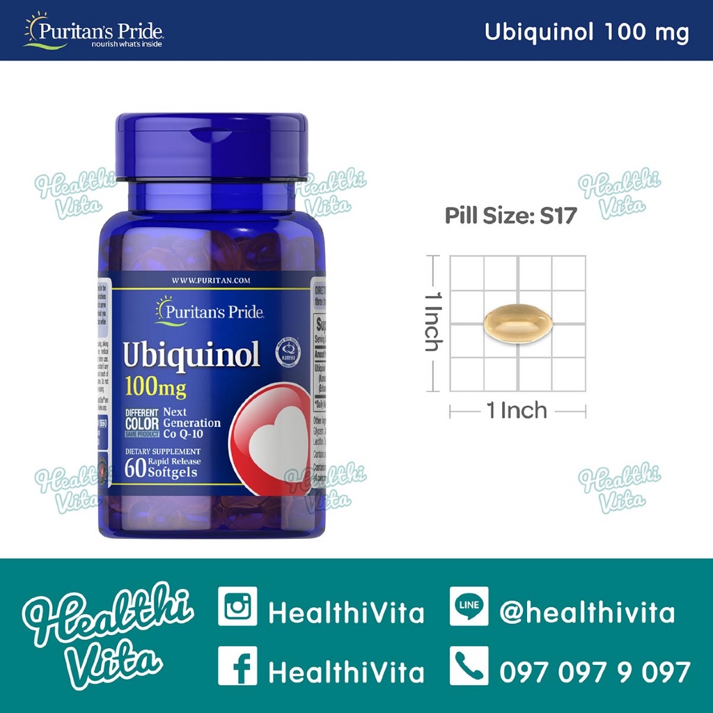 Puritan's Pride - Ubiquinol 100 Mg. 60 Softgels ❌EXP.01/28