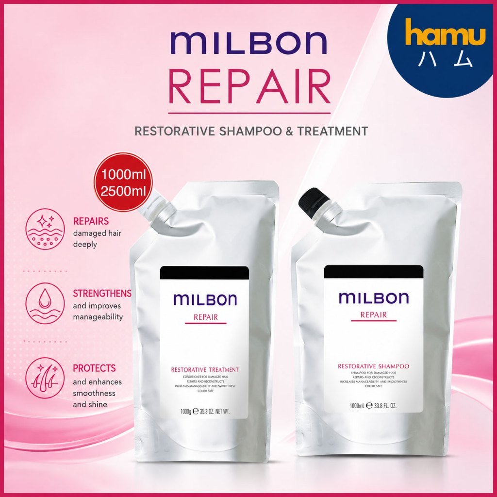 MILBON® Restorative Shampoo&Treatment 1000mL ถุงใหญ่สุดคุ้ม!!!