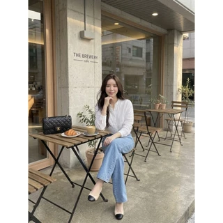 B701 เสื้อเชิ้ตคอตั้ง แต่งฉลุ แขนพอง เรียบหรู ใส่ได้ทุกโอกาส