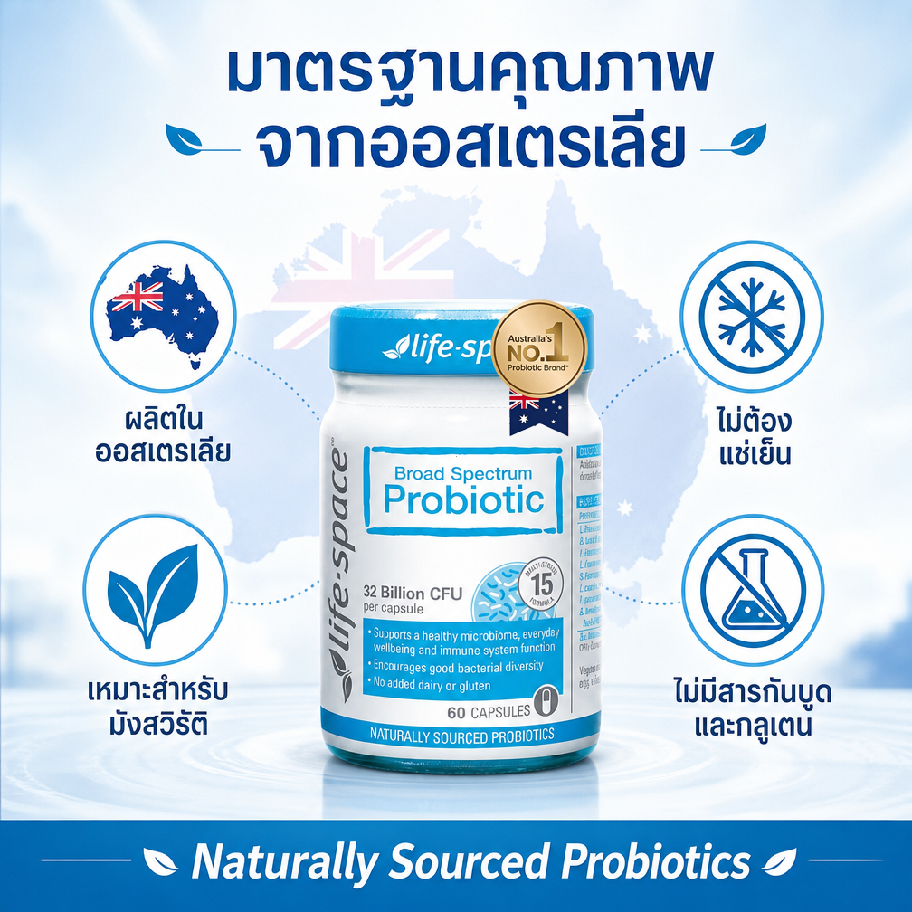 [ของแท้ 100%] Life Space Broad Spectrum Probiotic 60 Capsules บำรุงลำไส้ให้สุขภาพดี เสริมภูมิคุ้มกันร่างกายจากแหล่งกำเนิ