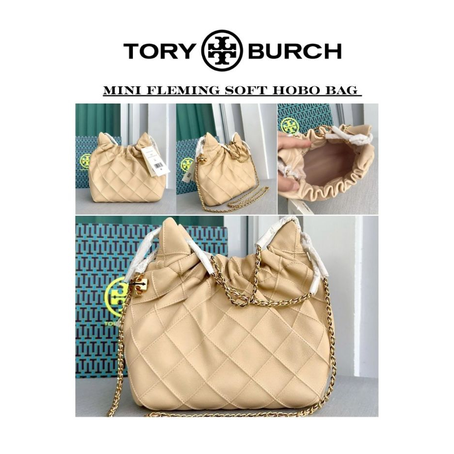 พร้อมส่งในไทย ของแท้ 100% Tory Burch Mini Fleming Soft Hobo Bag