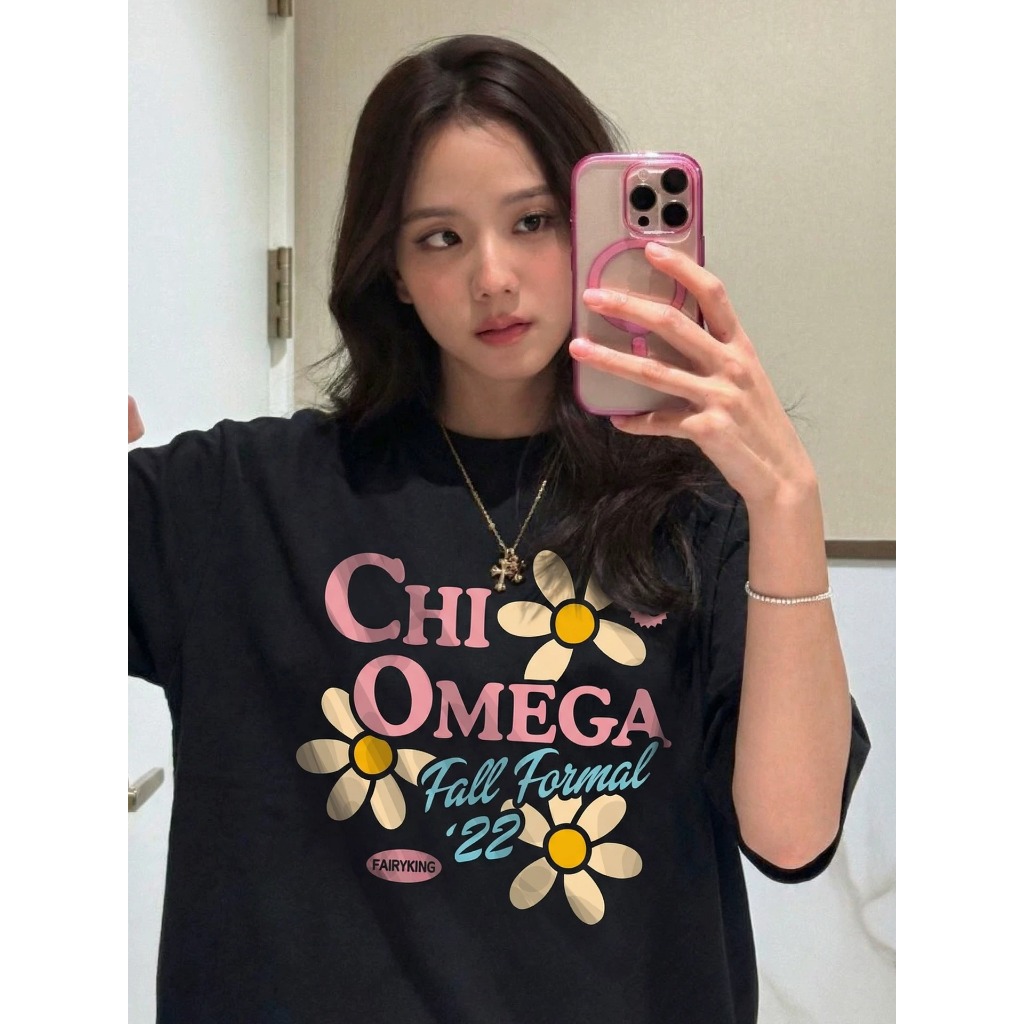 เสื้อแบบ Jisoo Inspired Flower T-Shirt Fanmade พรีออเดอร์