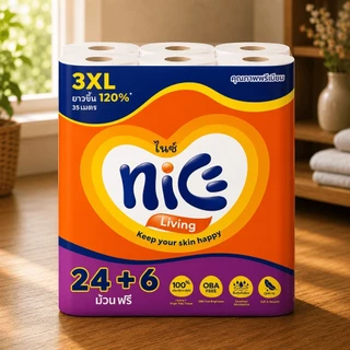 NICE กระดาษชำระแบบม้วน 24+6 I 3XL 24+6