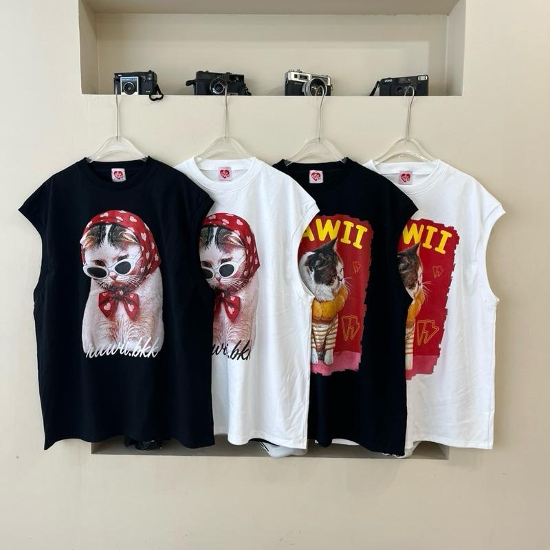 RW146 เสื้อคอกลมแขนกุด สกรีน เต้าหู้และเจ้าอ้วน งานป้าย RAWii.BKK