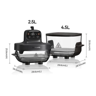 Dreame PT60 Air Fryer หม้อทอดไร้น้ำมันแก้ว 4.5L ลมร้อน 3D ไม่ต้องพลิก ตั้งเวลาและคุมอุณหภูมิได้ 5 โหมดทำอาหาร ไร้สารเคมี