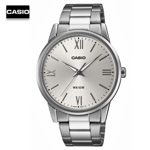 นาฬิกาข้อมือผู้ชายคาสิโอ Casio สายสแตนเลส หน้าปัดเงิน รุ่น MTP-1303DD-7AVDF, MTP-1303DD-7A, MTP-1303DD, MTP-1303D