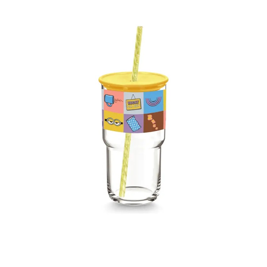 Central Home แก้วน้ำพร้อมหลอด ลาย Minions Flower 630 มล.