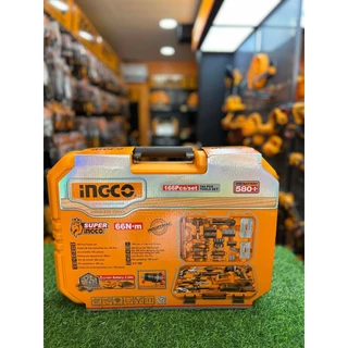 (รุ่นใหม่) INGCO ชุดเครื่องมือ 166 ชิ้น + สว่านกระแทกไร้สาย 20V BL (66N.m) รุ่น HKTHP41662 ครบเซตพร้อมแบตและแท่นชาร์จ