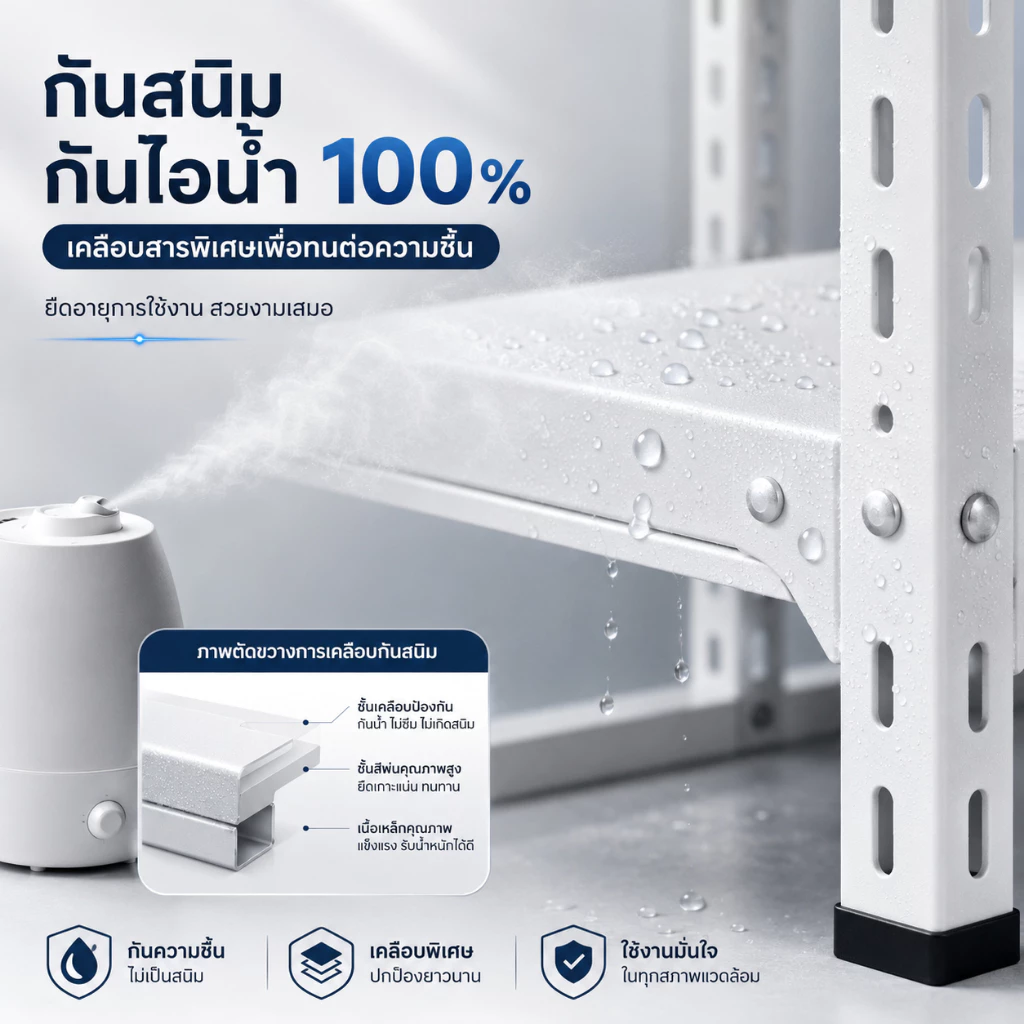 ESShelf ชั้นวางตู้ปลา 3/4/5 ชั้น สีขาว/ดำ เหล็กกันสนิม รับน้ำหนัก 30kg/ชั้น ปรับระดับได้ แข็งแรง thumbnail 4