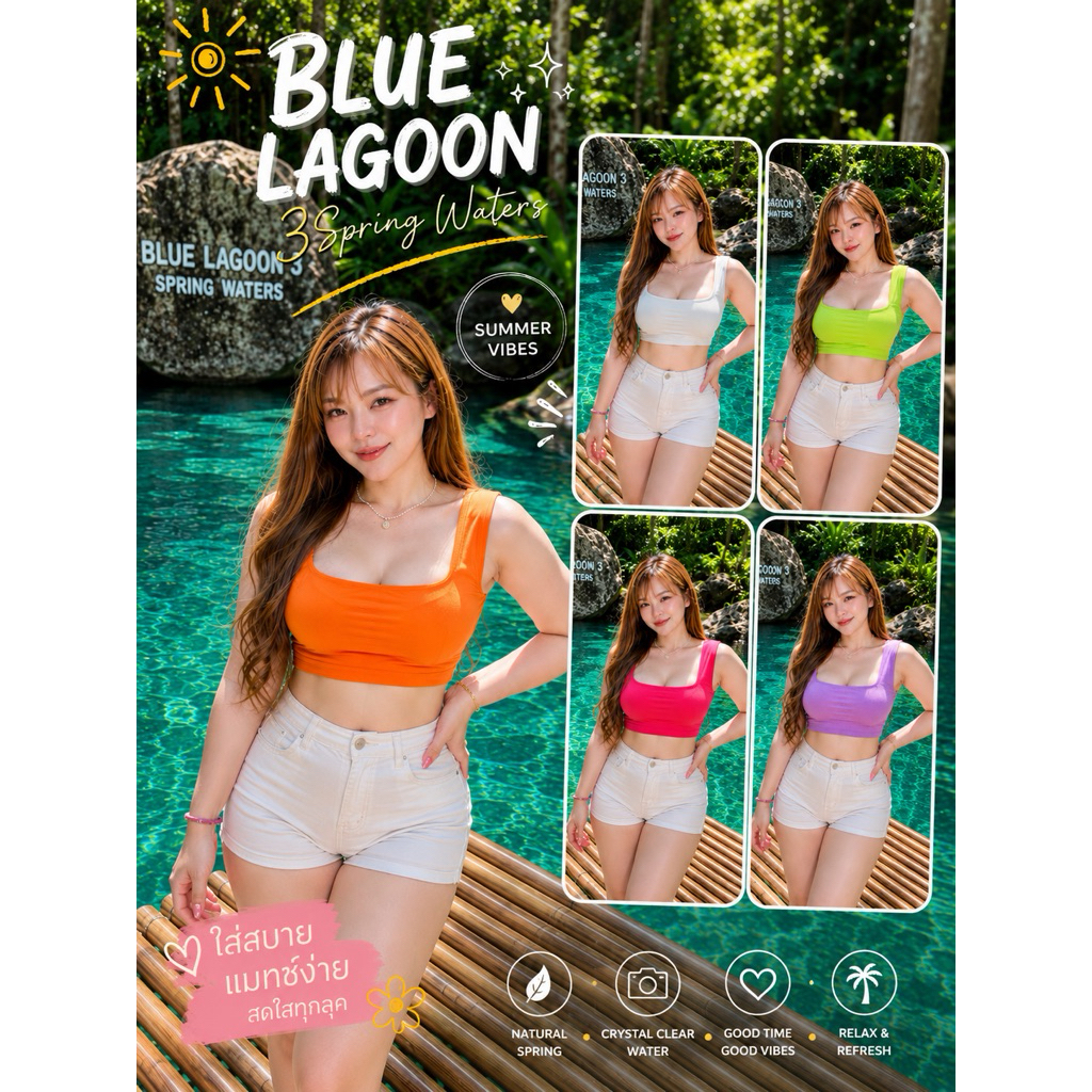 เสื้อกล้าม ตัวสั้น ผ้าเรย่อน 2ชั้น เกรดA งานฮิต