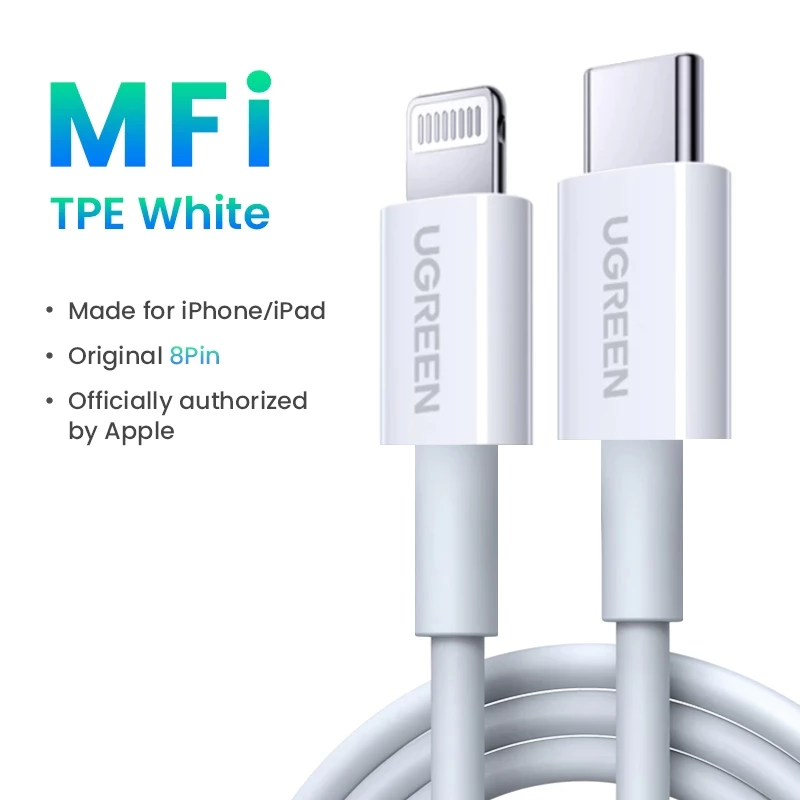 Ugreen สาย USB C-Lightning Cable ชาร์จเร็ว PD 20W สําหรับ iPhone 14/14 Plus/14 Pro/Pro Max